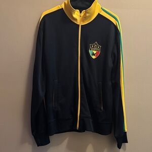 Roots Black Track Jacket with Yellow & Green Trim